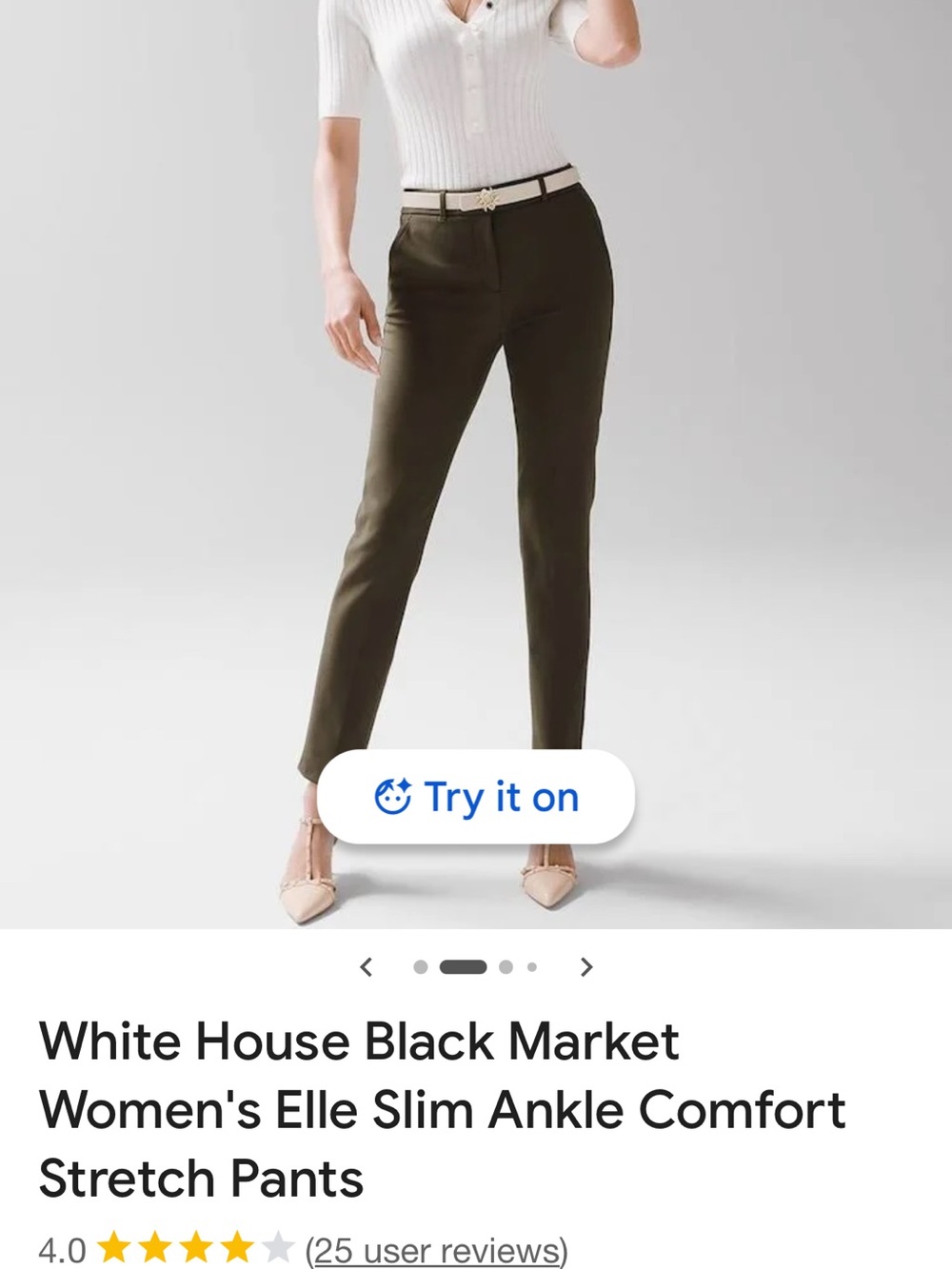 White House Black Market Olive Slim Ankle Pants